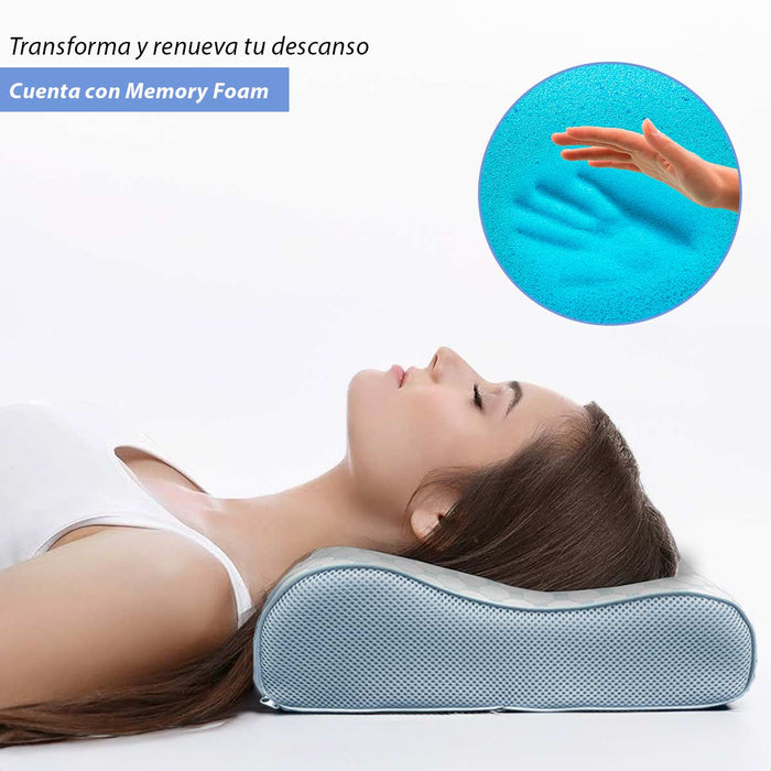 Pack de 2 Almohadas de Memory Foam, Almohada Cervical Ergonómica, Almohada Ortopédica de Contorno para Dormir de Lado y Espalda