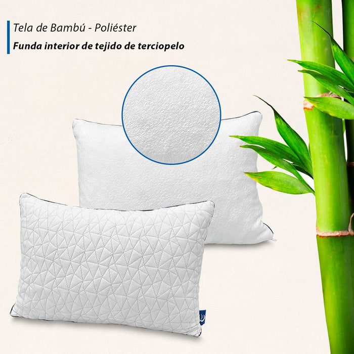 MEMORY DREAM HARMONY  Almohadas de Memory Foam triturado, Paquete de 2, Almohadas de Lujo,  Almohada Tela de Bamboo