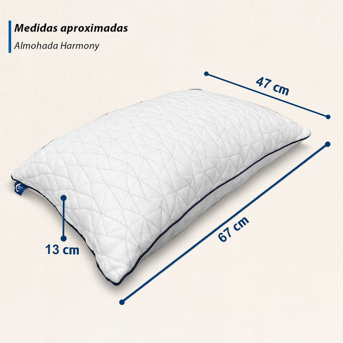 MEMORY DREAM HARMONY  Almohadas de Memory Foam triturado, Paquete de 2, Almohadas de Lujo,  Almohada Tela de Bamboo