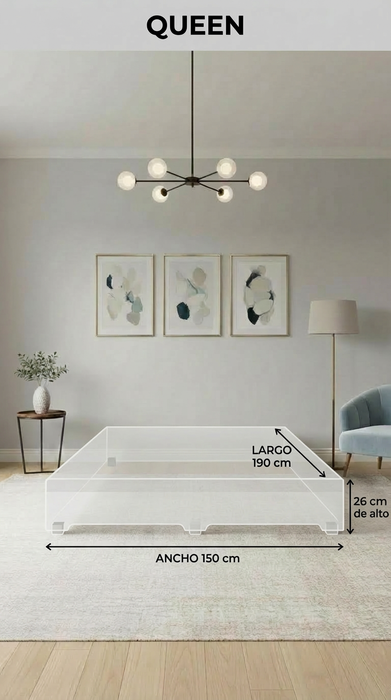 Base Cama Box Spring Tapizado en Tela Lino Gris | De Madera De Pino | Altura 26cm | Moderno Diseño Y Calidad Premium |  Minimalista | Muy Resistente Y Garantizado