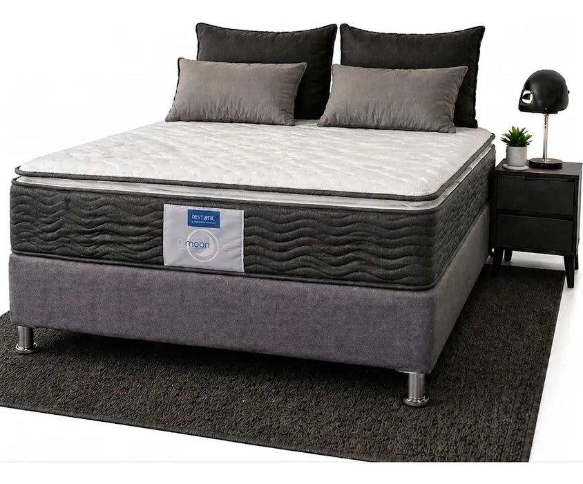 Paquete de Colchon Restonic Park con Base Box Almohadas y Protector Gratis