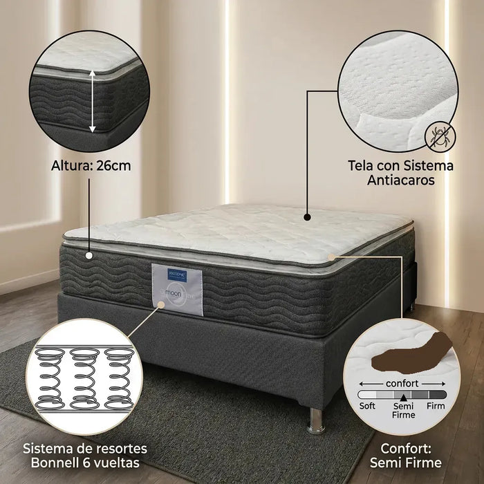 Paquete de Colchon Restonic Park con Base Box Almohadas y Protector Gratis