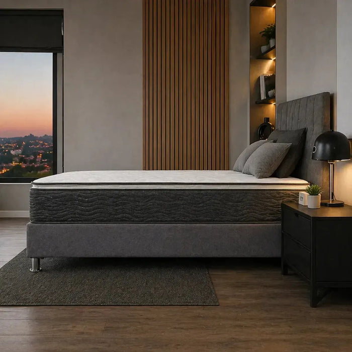 Paquete de Colchon Restonic Park con Base Box Almohadas y Protector Gratis