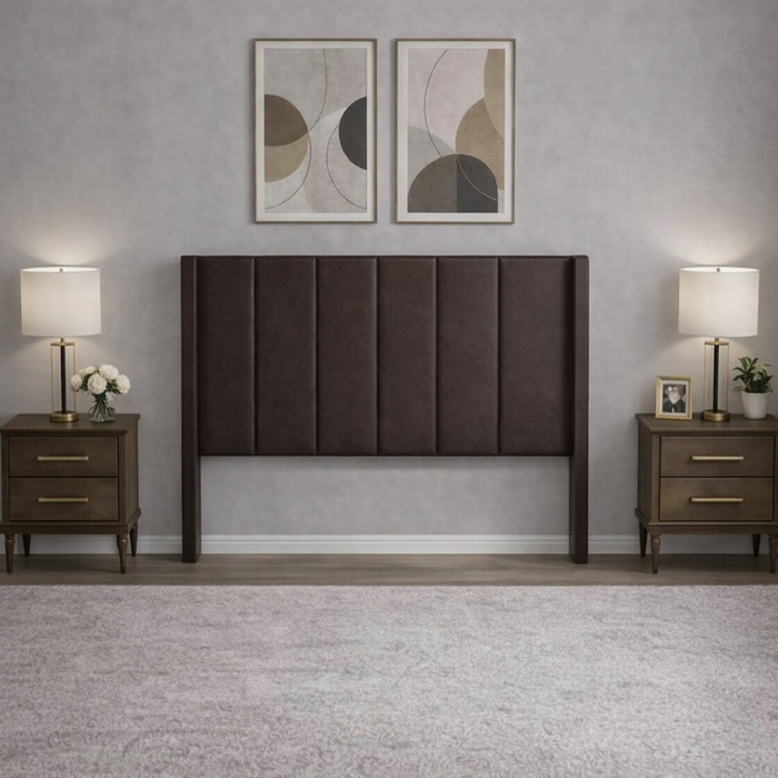 Cabecera Para Cama O Recamara Tapizada En Vinipiel Chocolate | De Madera De Pino | Moderno Diseño Y Calidad Premium | Minimalista | Muy Resistente