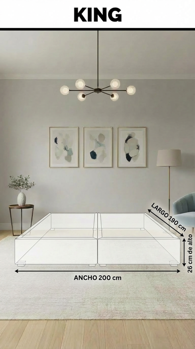 Base Cama Box Spring Tapizado en Tela Lino Gris | De Madera De Pino | Altura 26cm | Moderno Diseño Y Calidad Premium |  Minimalista | Muy Resistente Y Garantizado