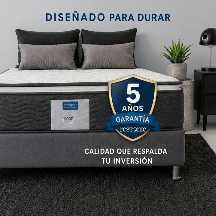Paquete de Colchon Restonic Park con Base Box Almohadas y Protector Gratis
