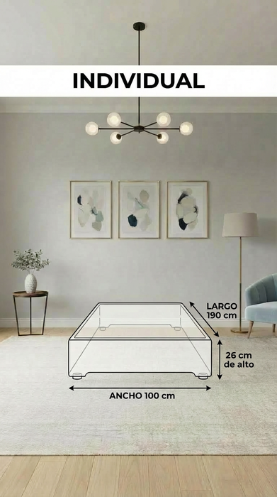 Base Cama Box Spring Tapizado en Tela Lino Gris | De Madera De Pino | Altura 26cm | Moderno Diseño Y Calidad Premium |  Minimalista | Muy Resistente Y Garantizado