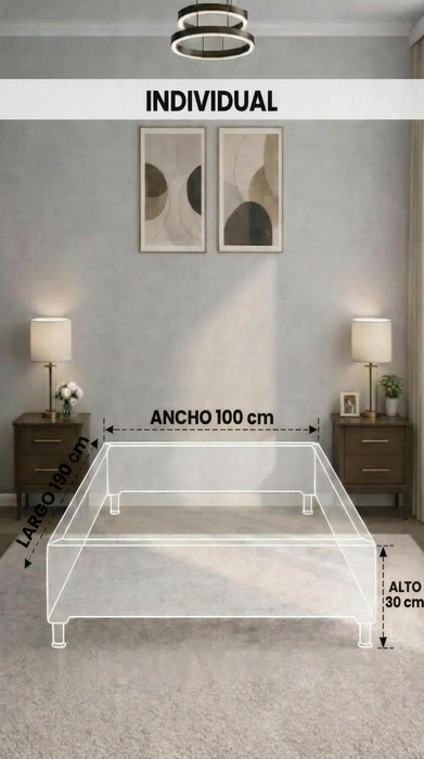 Base Cama Box Spring Tapizado en Vinipiel Chocolate | De Madera De Pino | Altura 30cm | Moderno Diseño Y Calidad Premium |  Minimalista | Con Patas Cromadas | Muy Resistente Y Garantizado