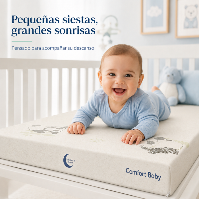 Colchón para Cuna de Bebé Memory Dream – Repelente a Líquidos con Funda Lavable