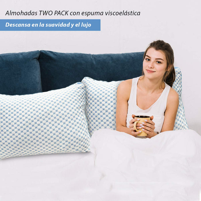 Paquete de 2 Almohadas Cool Dreams,  tamaño King, Almohadas Ajustables de Memory Foam Triturado, firmeza Media, Almohadas ortopédicas