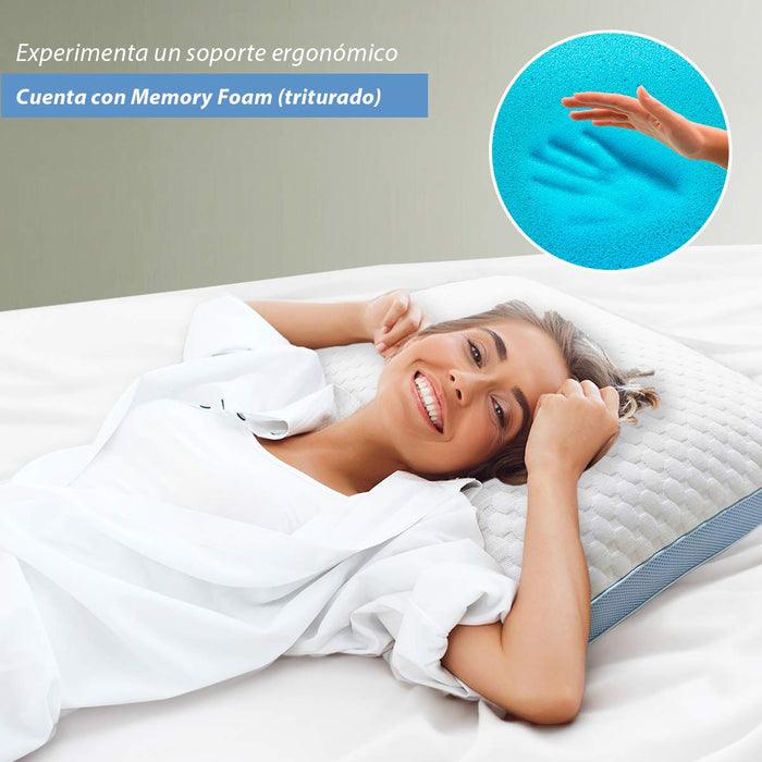 Paquete de 2 Almohadas Cool Dreams,  tamaño King, Almohadas Ajustables de Memory Foam Triturado, firmeza Media, Almohadas ortopédicas