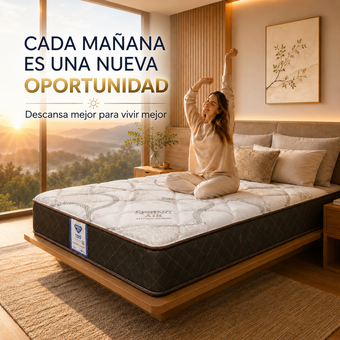 Colchón Spring Air 5 Años de Garantía Akiva Posture Confort Doble Vista Tight Top Semi Firme