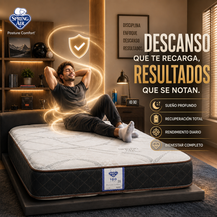 Colchón Spring Air 5 Años de Garantía Akiva Posture Confort Doble Vista Tight Top Semi Firme