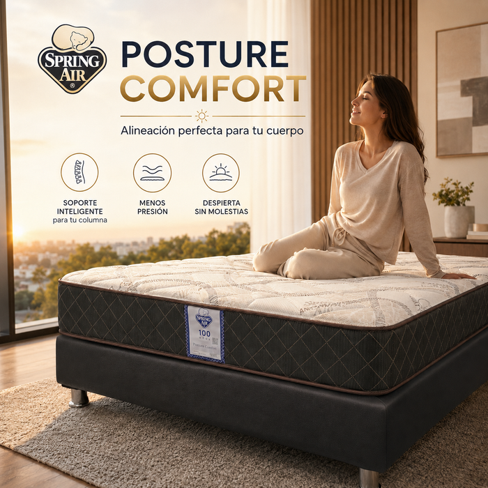 Colchón Spring Air 5 Años de Garantía Akiva Posture Confort Doble Vista Tight Top Semi Firme