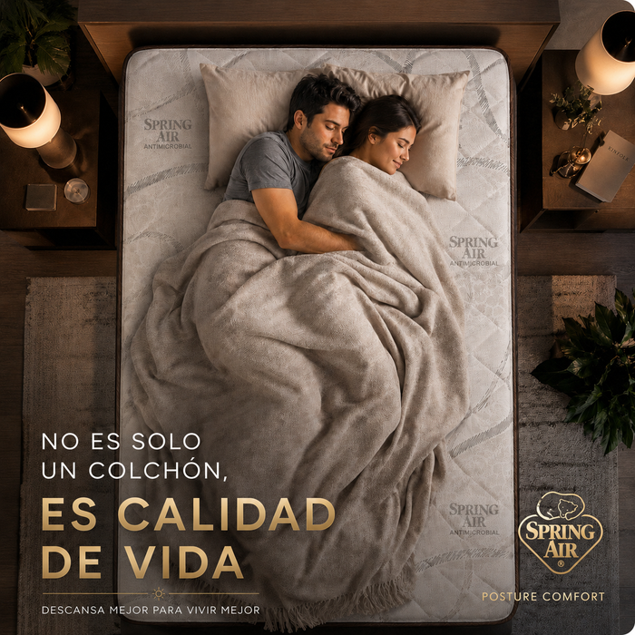 Colchón Spring Air 5 Años de Garantía Akiva Posture Confort Doble Vista Tight Top Semi Firme