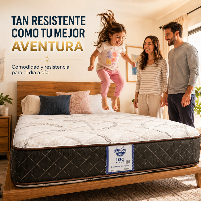 Colchón Spring Air 5 Años de Garantía Akiva Posture Confort Doble Vista Tight Top Semi Firme