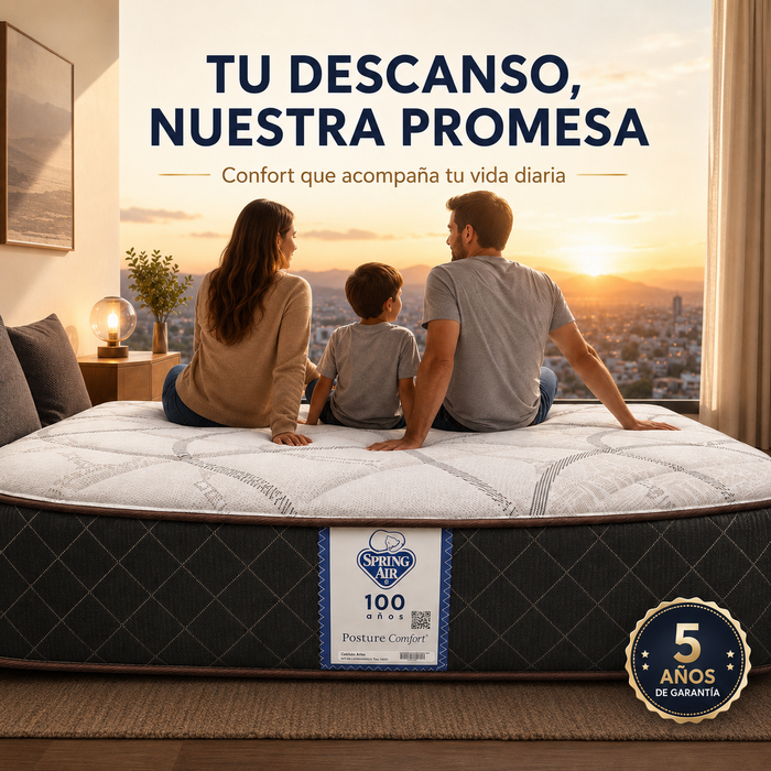 Colchón Spring Air 5 Años de Garantía Akiva Posture Confort Doble Vista Tight Top Semi Firme