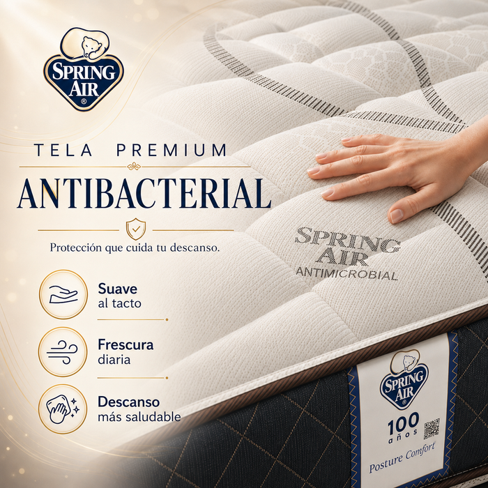 Colchón Spring Air 5 Años de Garantía Akiva Posture Confort Doble Vista Tight Top Semi Firme