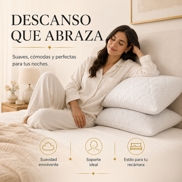 MEMORY DREAM SENSATION  Almohadas de fibra de poliester, Paquete de 2, Almohadas de Lujo,  Tela Suave