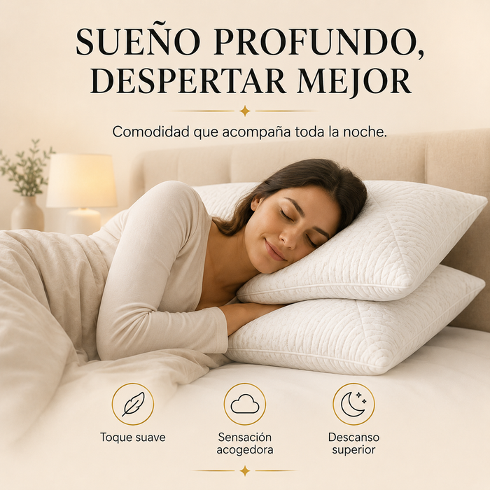 MEMORY DREAM SENSATION  Almohadas de fibra de poliester, Paquete de 2, Almohadas de Lujo,  Tela Suave
