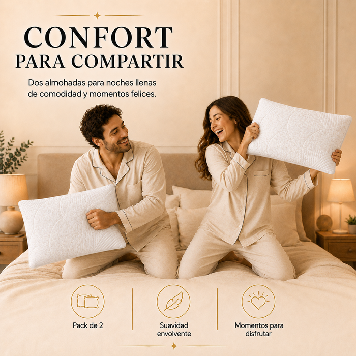 MEMORY DREAM SENSATION  Almohadas de fibra de poliester, Paquete de 2, Almohadas de Lujo,  Tela Suave