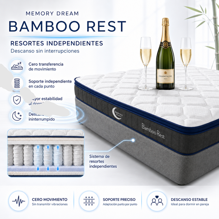 Colchón Bamboo Rest Memory Dream – Soporte Adaptable y Comodidad en Caja