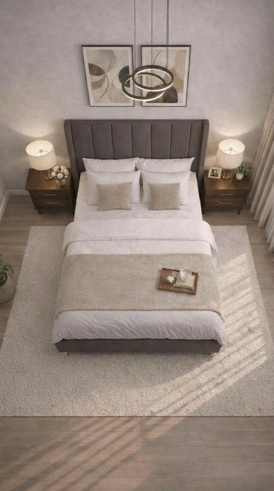 Base Cama Box Spring Tapizado Vinipiel Hanzo Gris | De Madera De Pino | Altura 30cm | Moderno Diseño Y Calidad Premium |  Minimalista | Con Patas Cromadas | Muy Resistente Y Garantizado