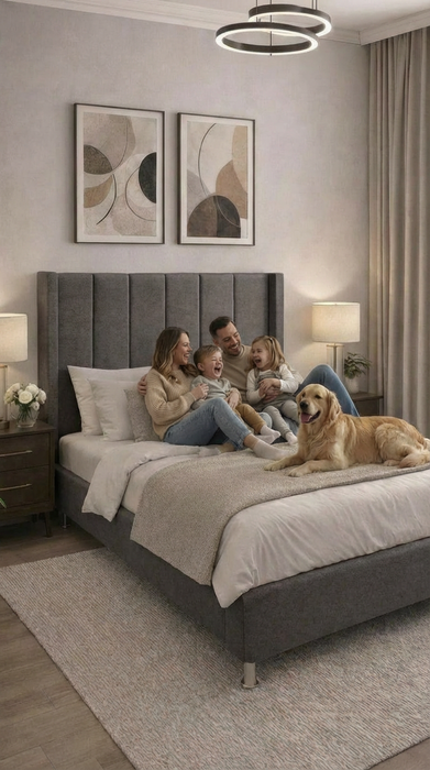 Base Cama Box Spring Tapizado Vinipiel Hanzo Gris | De Madera De Pino | Altura 30cm | Moderno Diseño Y Calidad Premium |  Minimalista | Con Patas Cromadas | Muy Resistente Y Garantizado