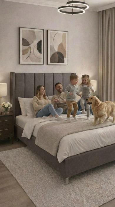 Base Cama Box Spring Tapizado Vinipiel Hanzo Gris | De Madera De Pino | Altura 30cm | Moderno Diseño Y Calidad Premium |  Minimalista | Con Patas Cromadas | Muy Resistente Y Garantizado
