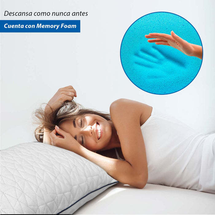 MEMORY DREAM HARMONY  Almohadas de Memory Foam triturado, Paquete de 2, Almohadas de Lujo,  Almohada Tela de Bamboo