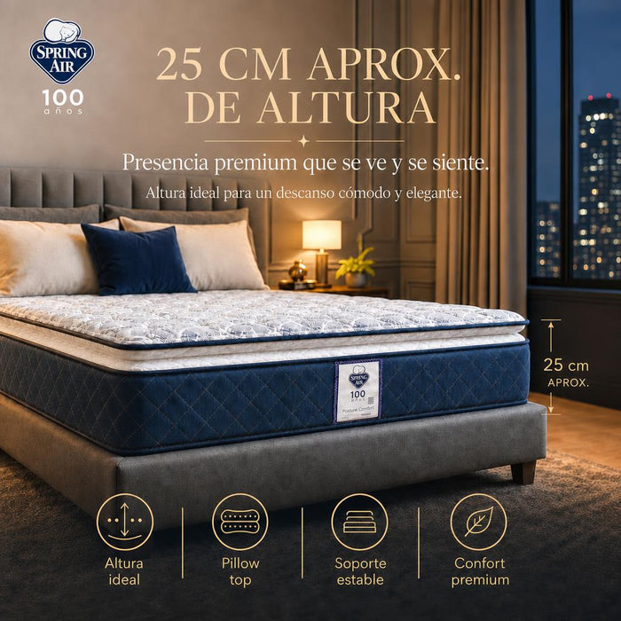 Colchón Spring Air 5 años Garantia Posture Confort Shot Confort Semi-Firme con Pillow Top