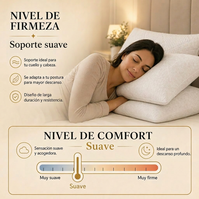 MEMORY DREAM SENSATION  Almohadas de fibra de poliester, Paquete de 2, Almohadas de Lujo,  Tela Suave