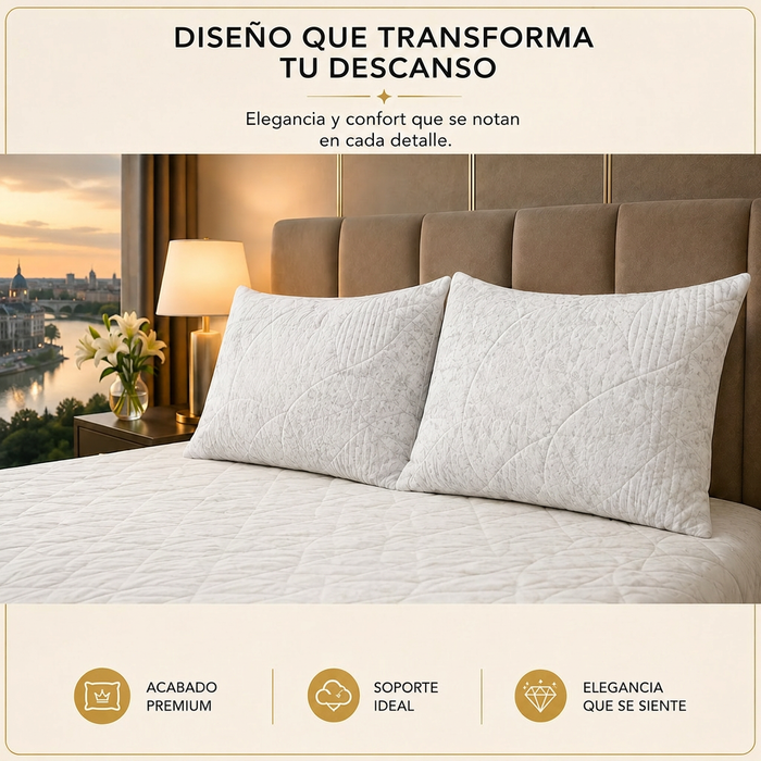 MEMORY DREAM SENSATION  Almohadas de fibra de poliester, Paquete de 2, Almohadas de Lujo,  Tela Suave