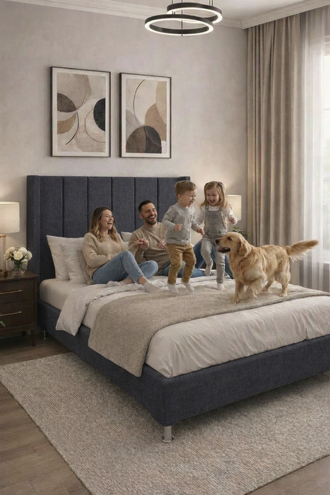 Cabecera Para Cama O Recamara Tapizada En Tela Lino Oxford | De Madera De Pino | Moderno Diseño Y Calidad Premium | Minimalista | Muy Resistente