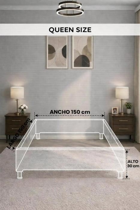 Base Cama Box Spring Tapizado en Vinipiel Chocolate | De Madera De Pino | Altura 30cm | Moderno Diseño Y Calidad Premium |  Minimalista | Con Patas Cromadas | Muy Resistente Y Garantizado