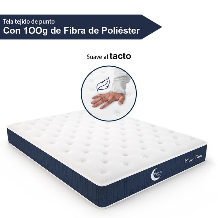 Colchón Moon Rest, Memory  con resortes Independientes, En Caja