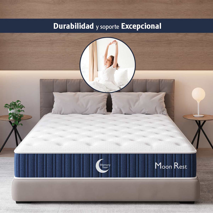 Colchón Moon Rest, Memory  con resortes Independientes, En Caja