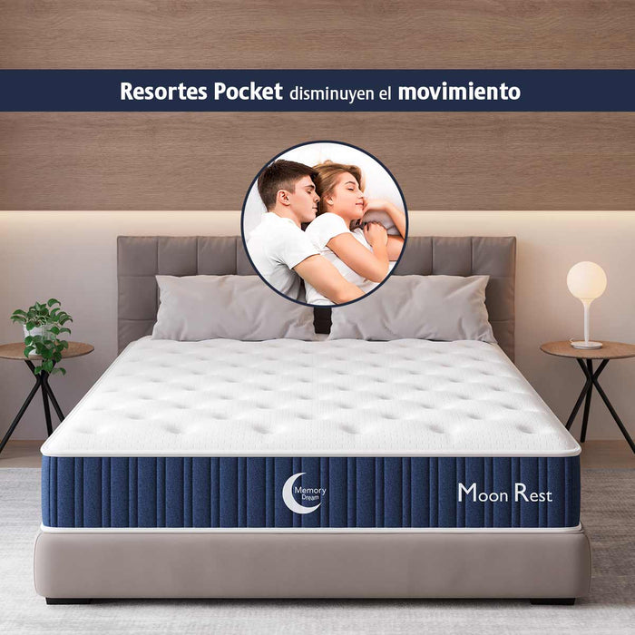 Colchón Moon Rest, Memory  con resortes Independientes, En Caja