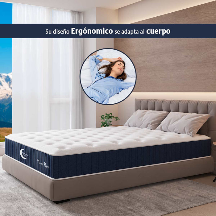 Colchón Moon Rest, Memory  con resortes Independientes, En Caja