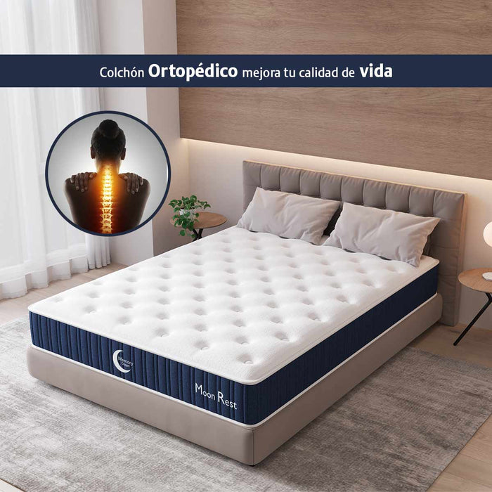 Colchón Moon Rest, Memory  con resortes Independientes, En Caja