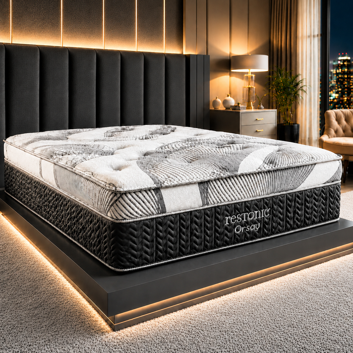Colchón ORSAY Restonic 34cm de altura con colchoenta EUROTOP – Soporte Semifirme con Resortes Bonnel