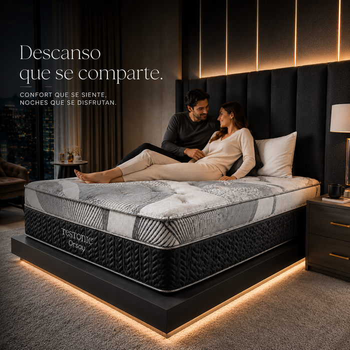 Colchón ORSAY Restonic 34cm de altura con colchoenta EUROTOP – Soporte Semifirme con Resortes Bonnel