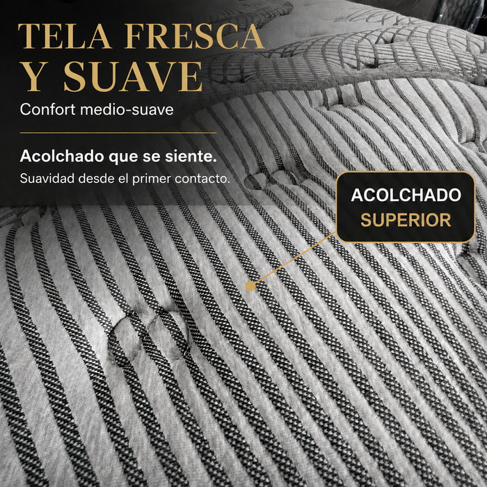 Colchón ORSAY Restonic 34cm de altura con colchoenta EUROTOP – Soporte Semifirme con Resortes Bonnel