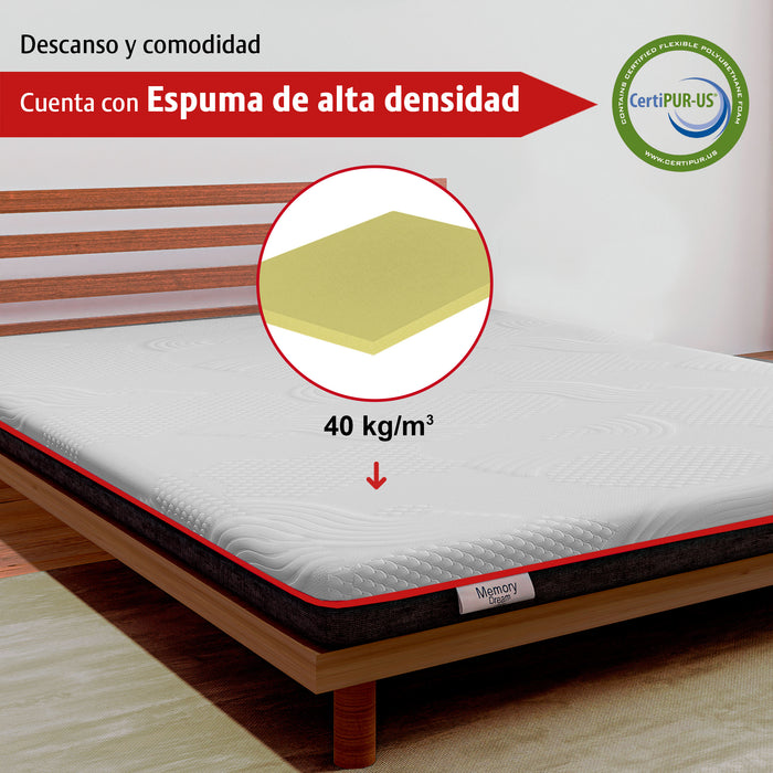 Colchón Memory Dream Red, Colchón en Caja de Memory Foam, Extra Confort