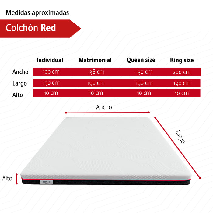Colchón Memory Dream Red, Colchón en Caja de Memory Foam, Extra Confort