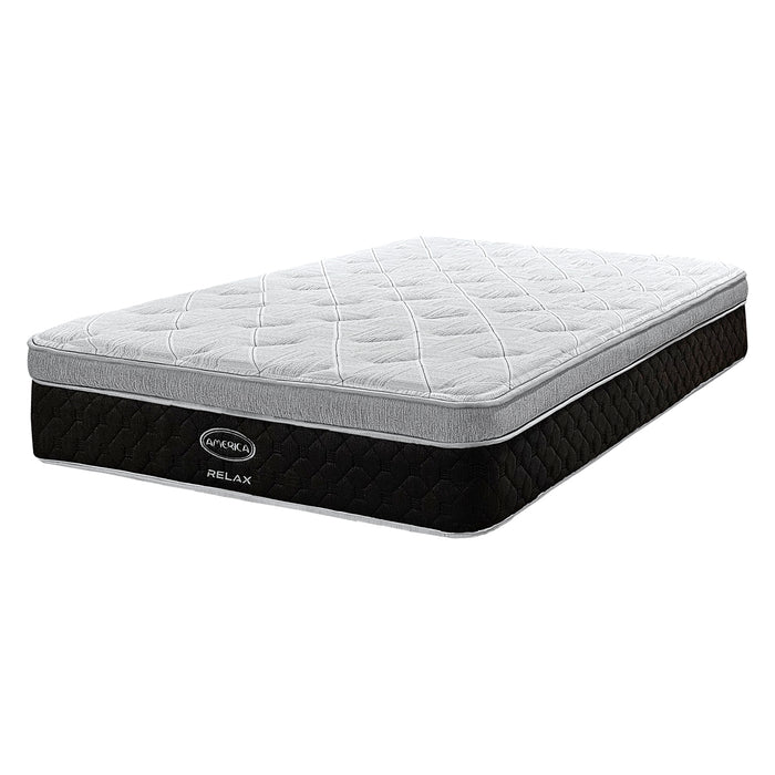 Colchón America RELAX – Colchoneta Euro Top con MEMORY FOAM y Resortes BONNEL (Individual, Matrimonial, Queen o King) MUY  PREMIUM