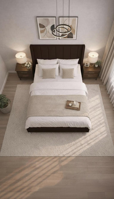 Base Cama Box Spring Tapizado en Vinipiel Chocolate | De Madera De Pino | Altura 30cm | Moderno Diseño Y Calidad Premium |  Minimalista | Con Patas Cromadas | Muy Resistente Y Garantizado