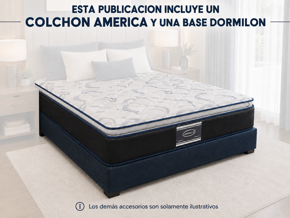 Paquete de Colchon America Madison con Base Box Almohadas y Protector Gratis