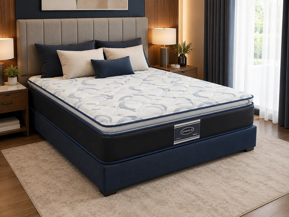 Paquete de Colchon America Madison con Base Box Almohadas y Protector Gratis