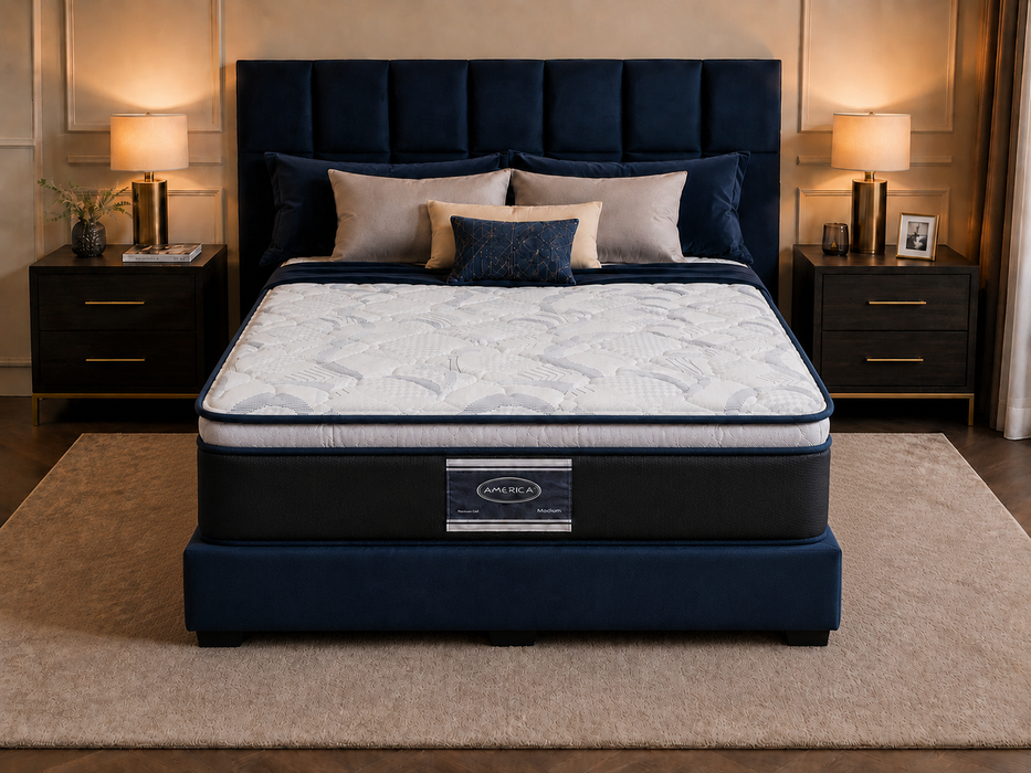 Paquete de Colchon America Madison con Base Box Almohadas y Protector Gratis